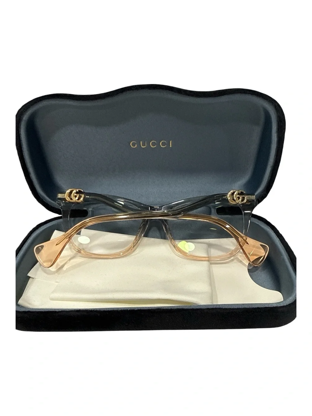 GUCCI GG1012O 002 Blue Transparent Rectangle Women's 54 mm Eyeglasses